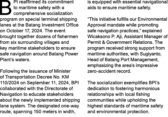 BPI reaffirmed its commitment to maritime safety with a comprehensive socialization program on special terminal shipp...