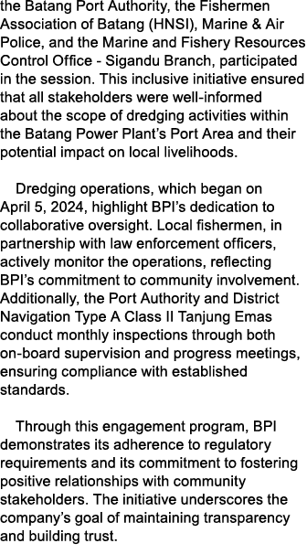 the Batang Port Authority, the Fishermen Association of Batang (HNSI), Marine & Air Police, and the Marine and Fisher...